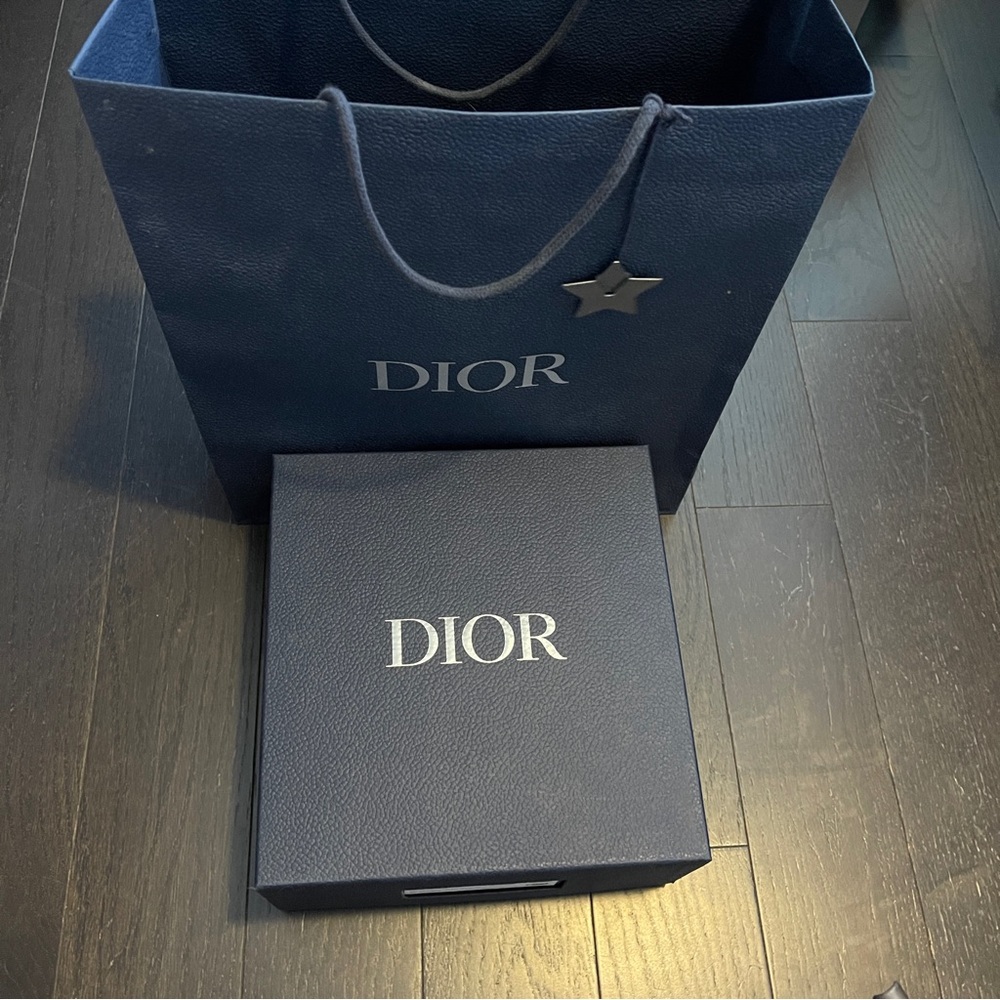 Dior blue box shopping bag full set with envelop and ribbon wrapping tissue